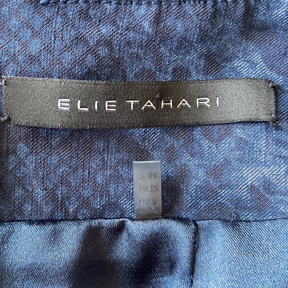 Elie Tahari Linen Blend Blue Animal Print Mini Pencil Skirt - Picture 4 of 5